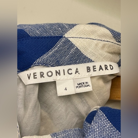 Veronica Beard Blue White Gingham Sleeveless Mock Neck Top Size 4 - Picture 3 of 6